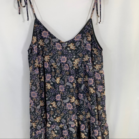 Wanderlust Woman's Dress BabyDoll Floral Tie Mini Boho Size Small Fall - Picture 3 of 7
